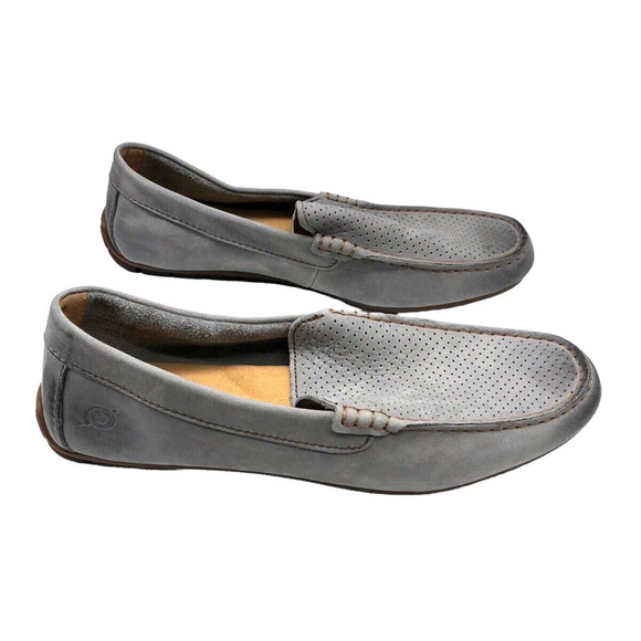 Born Gray Suede Driving Loafers Shoes 8 Mens Slip On Perforated main image 4